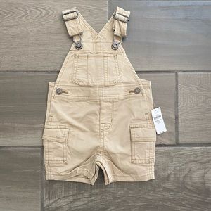 Baby Gap Denim Khaki Shortalls Overalls With Stretch 3-6 Months
